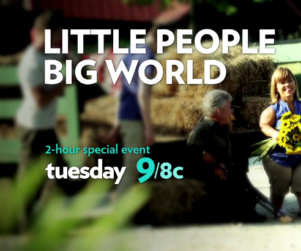 Graphic title card that says Little People Big World 2-Hour Special Event tuesday 9/8C over an image of Matt and Amy Roloff